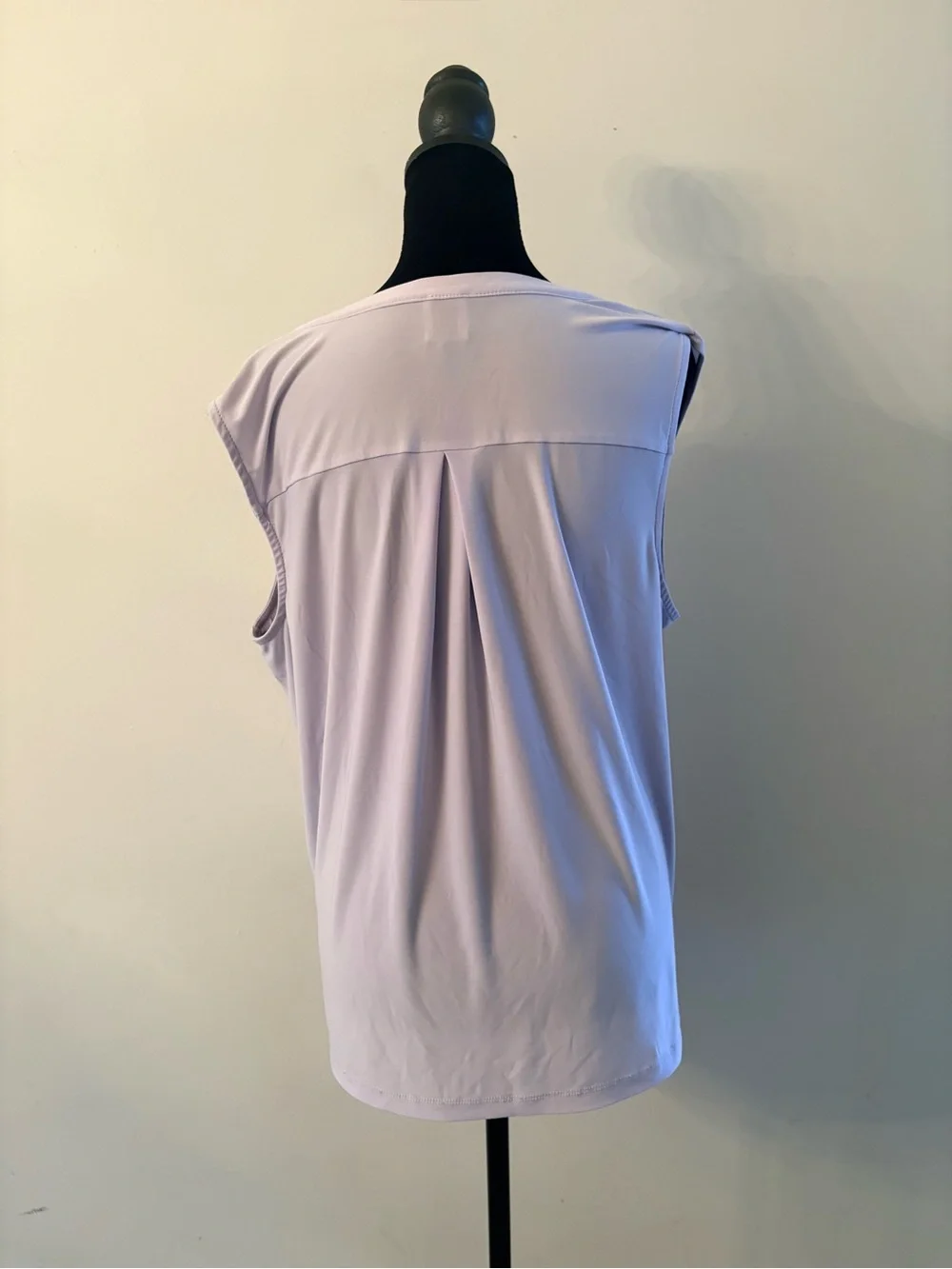 Anne Klein Lavender Sleeveless Zip & Pocket Blouse Boho Preppy Designer Layering